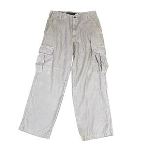 Vintage Levis SilverTab Corduroy Cargo Pants Baggy 90s Tan Grey 32x30